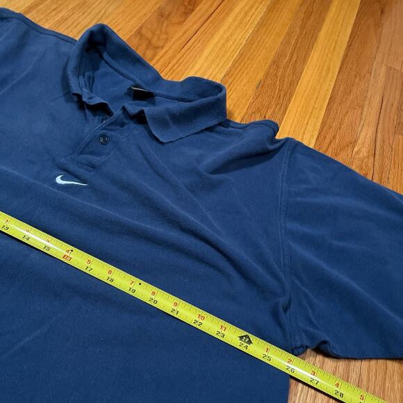 VTG 90s Nike Polo Shirt XXL 2XL Center Check Swoosh Blue Fade /Wear Black Tag - Picture 6 of 9